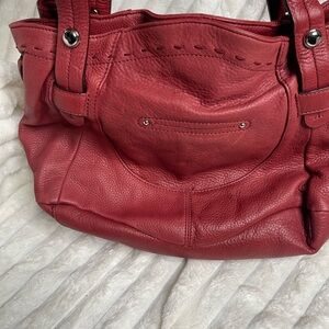Elegant Red Leather Tote Bag